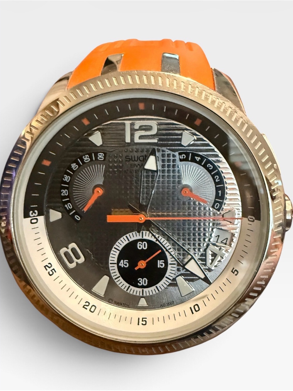 Vintage Swatch Irony Retrograde Bring Back YRS405 Orange Chronograph Watch